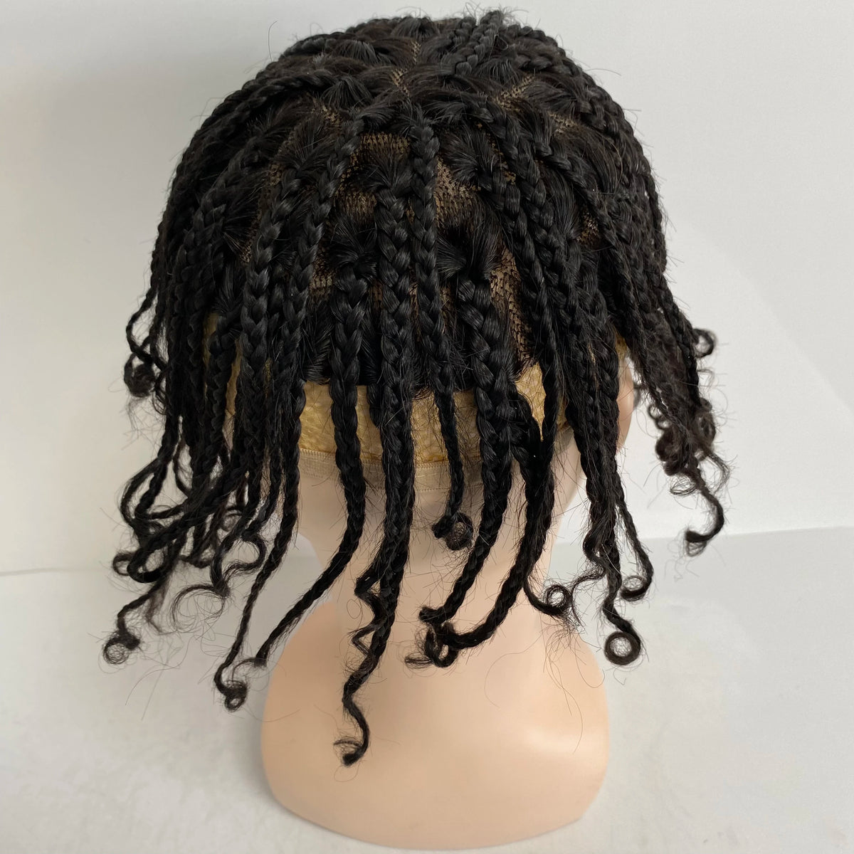 Afro Braids Mono Lace Human Hair Replacement System for Black Men 8x10