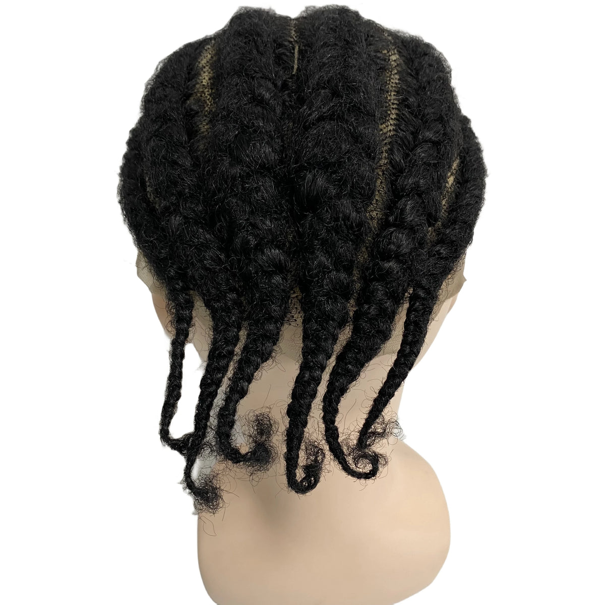 Root Afro Corn Braids Full Lace Replacement Hair System for Men 8x10