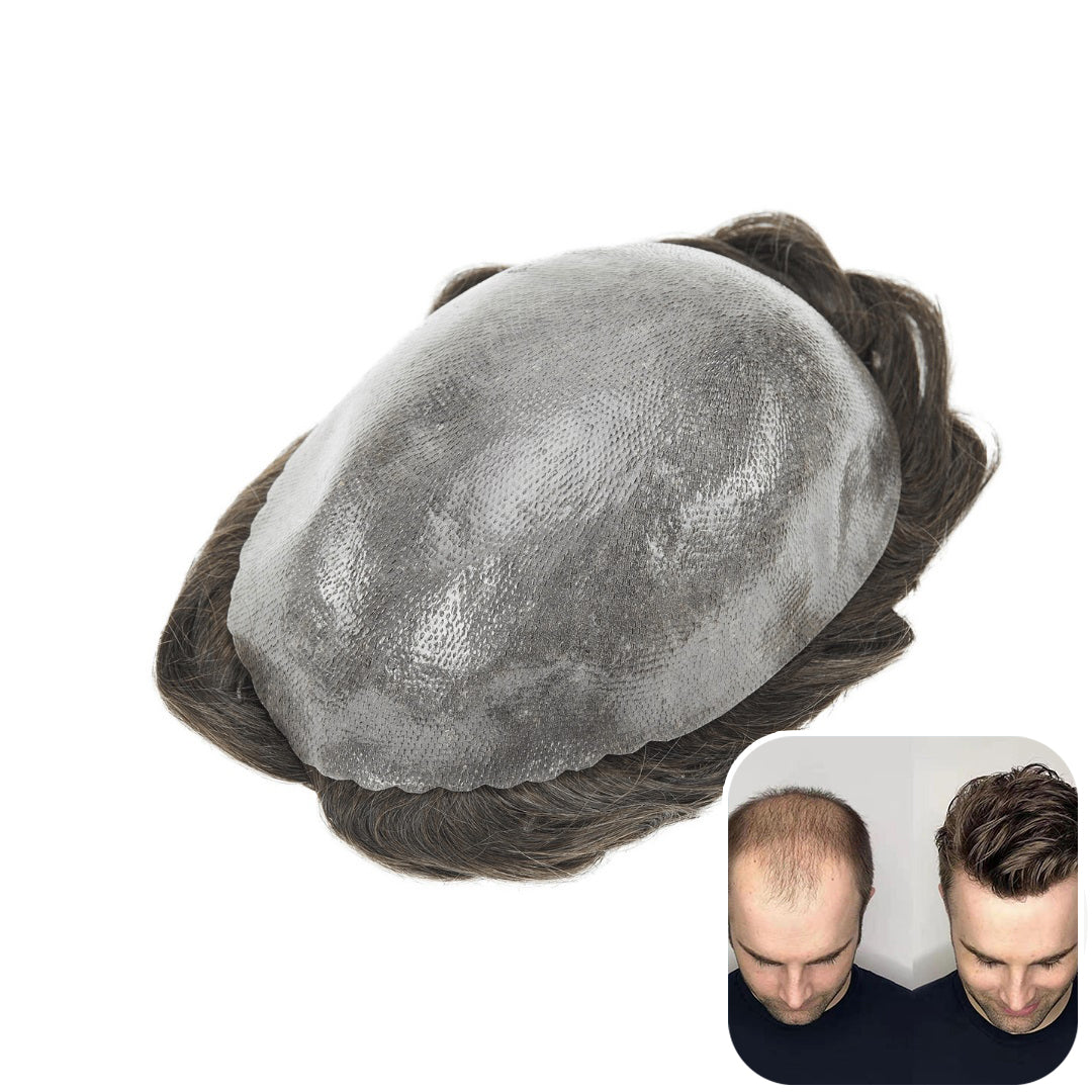 0.10-0.12mm Full Skin Base Men&#39;s Hairpieces | Men&#39;s Toupee for Thin Hair