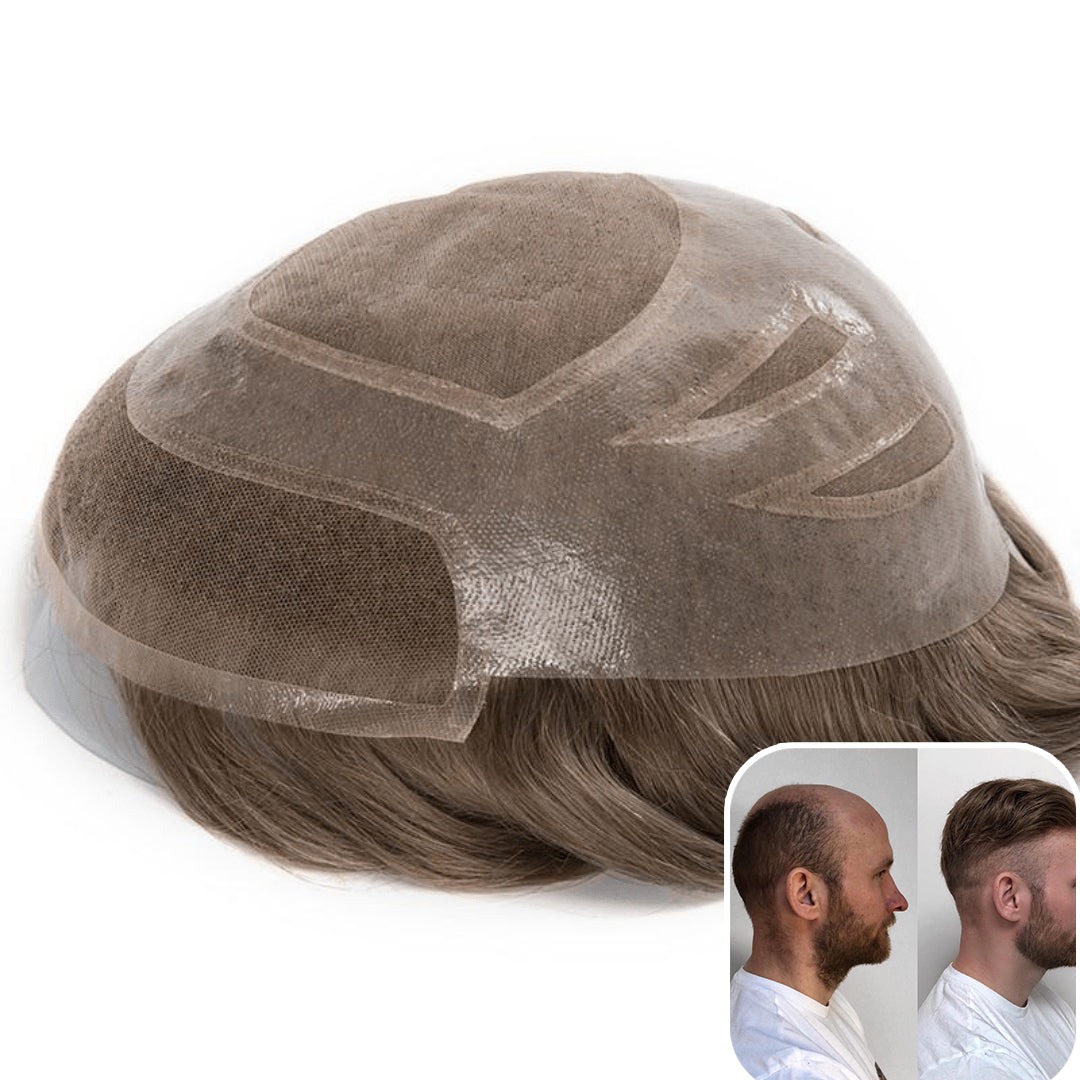 Fine Mono Hair Piece with PU Cutaways French Lace Front  | Men&#39;s Hairpieces
