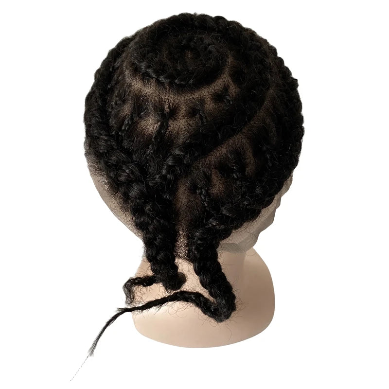 Afro Corn Braids Full Lace Hairpiece for Men 8&quot;x10&quot;