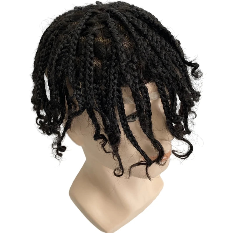 Mens 8x10 Lace Wig Malaysian Virgin Human Hair Box Braids Natural