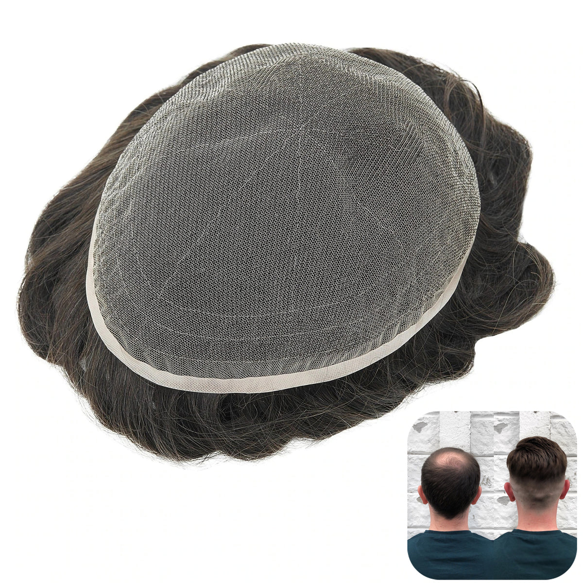 Breathable Men&#39;s Toupee Full French Lace Base | Men&#39;s French Lace Hairpieces