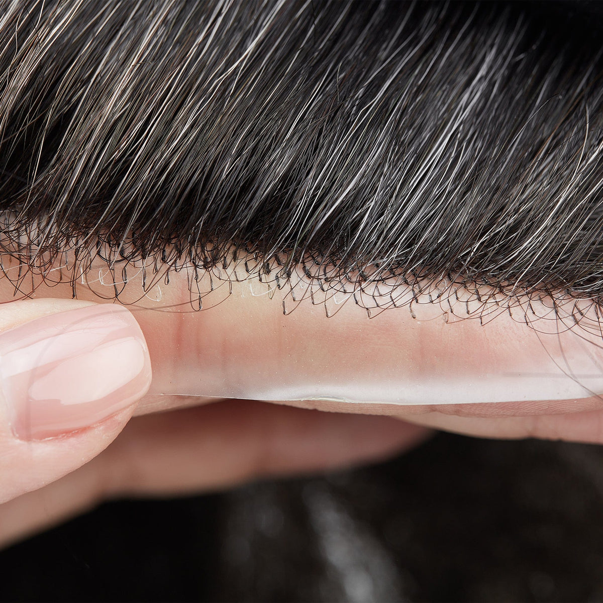 Natural Men&#39;s French Lace Australia Style Toupee with Poly Skin Perimeter | Human Hair Toupee for Men