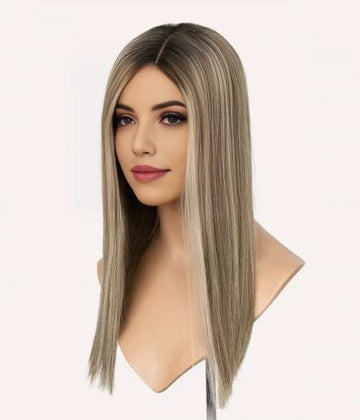8.5x9 Large-Coverage French Lace Human Hair Topper for Women - wearing effect