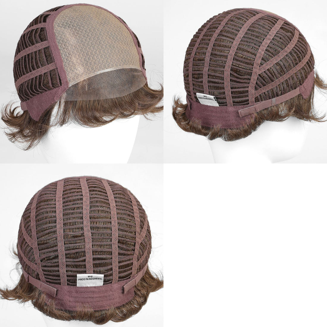 Short Brown Pixie Heat-Friendly Synthetic Mono-Top Wig - wearing effect