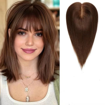 6.5x7 French Lace Human Hair Topper for Women - wearing effect