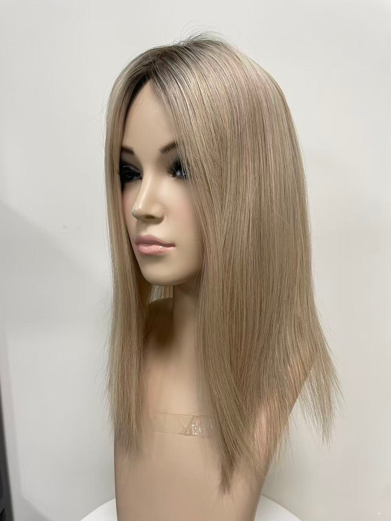 7.5x8 Hand-Tied Mono Top Human Hair Topper for Women - wearing effect