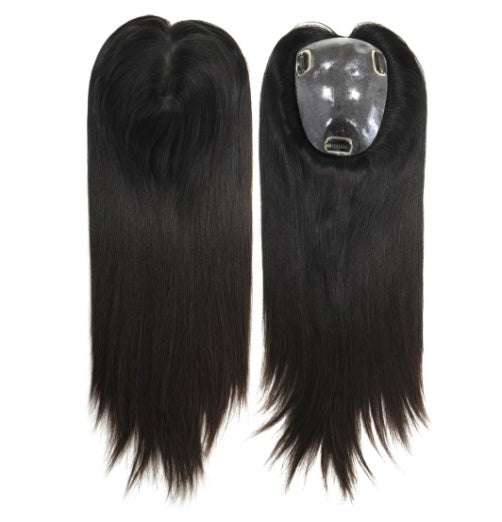 17" Injected Skin Human Hair Topper for Women | 13cm x17cm — detail view 2