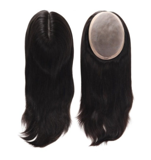 16" Mono & Skin Human Hair Topper for Women | 6"x8", 7"x9", 8"x10" — detail view 2
