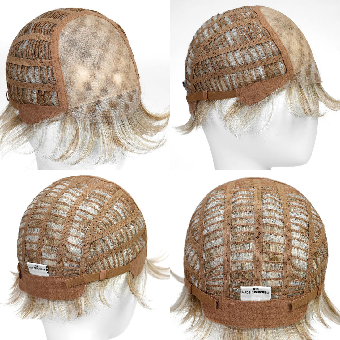Short Silver Layered Heat-Friendly Synthetic Mono-Top Wig - wearing effect