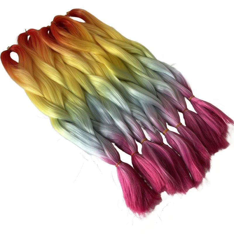 10 darabos, 20 hüvelykes szivárvány ombre jumbo fonott hajhosszabbítás fekete nőknek