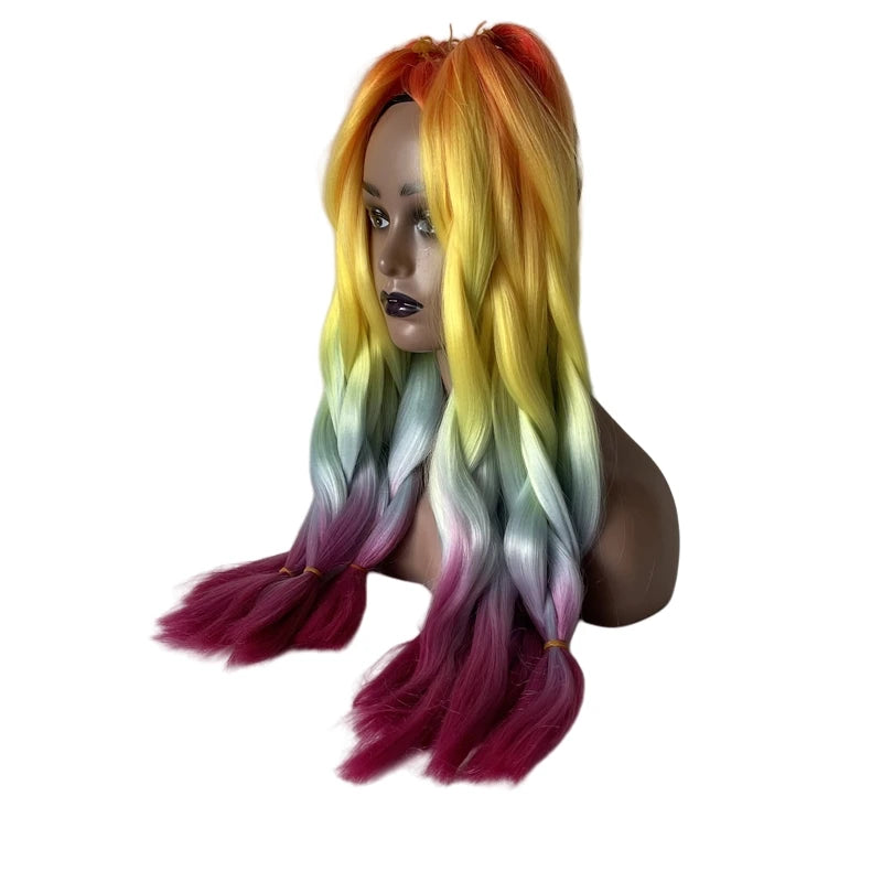 10 Pack 20 Inch Rainbow Ombre Jumbo Braids Hair Extensions for Black Women - hair color detail