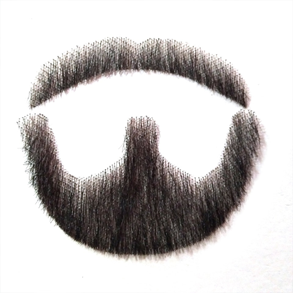 Men Human Hair Fake Lace Beard Mustache - hair color detail