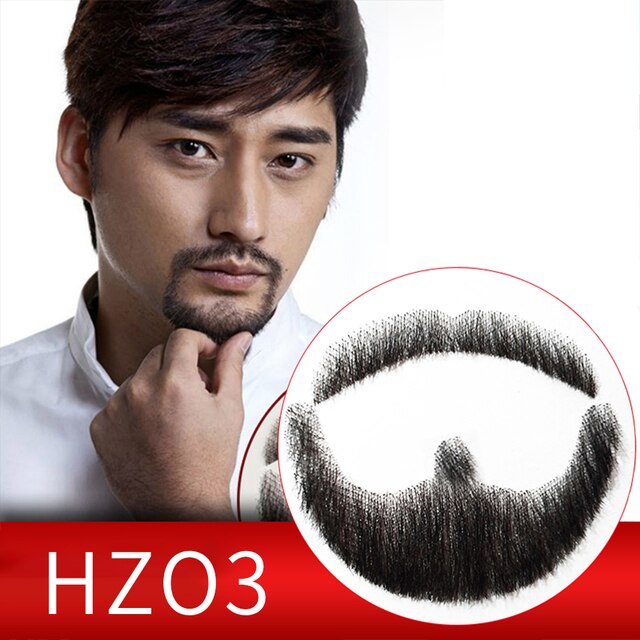Men Human Hair Fake Lace Beard Mustache