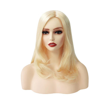Silketop-paryk til kvinder med 1/8" foldet blonde og 1" polybelægning foran