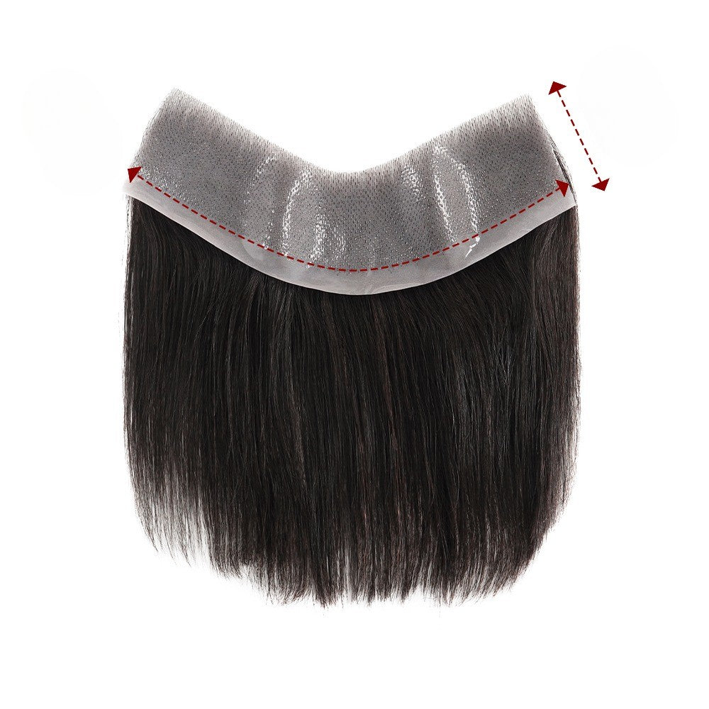 Mænds frontal hårstykke, der dækker vigende hårgrænse