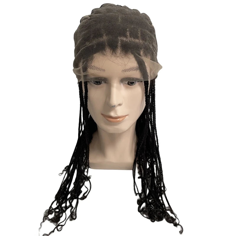 Box fonatok teljes csipkés parókák emberi haj egység fekete férfiaknak