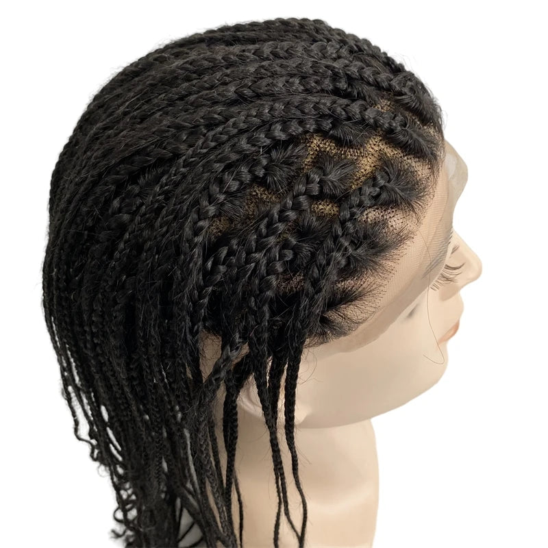 Box Braids Full Lace Wigs Human hair Unit for Black Men