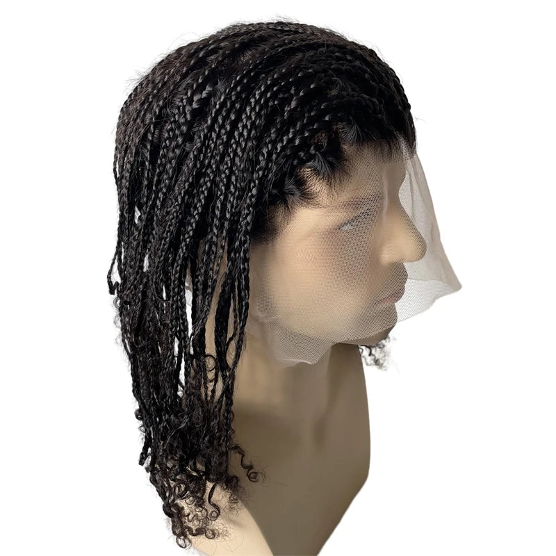 Box Braids Full Lace Wigs Human hair Unit for Black Men