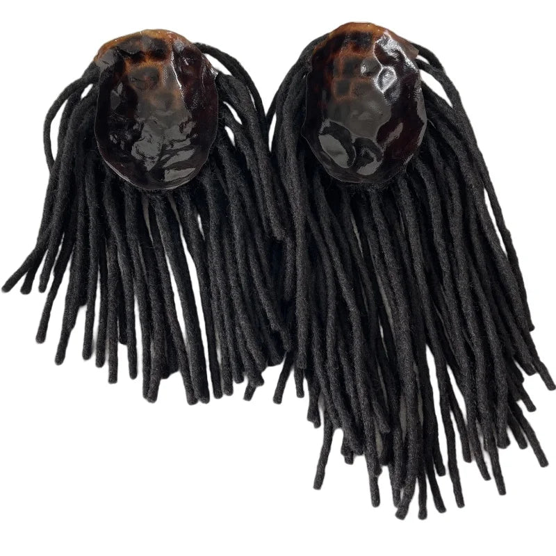 14 hüvelykes burmai szűz emberi haj tupé teljes PU bőr raszta egység fekete férfiaknak #1B fekete szín 8x10