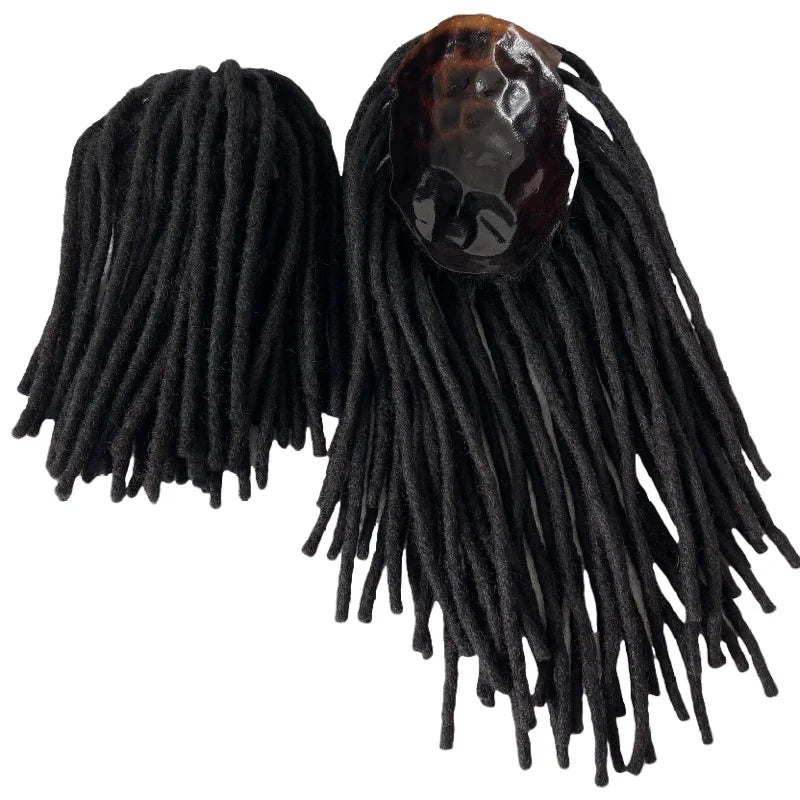 14 hüvelykes burmai szűz emberi haj tupé teljes PU bőr raszta egység fekete férfiaknak #1B fekete szín 8x10