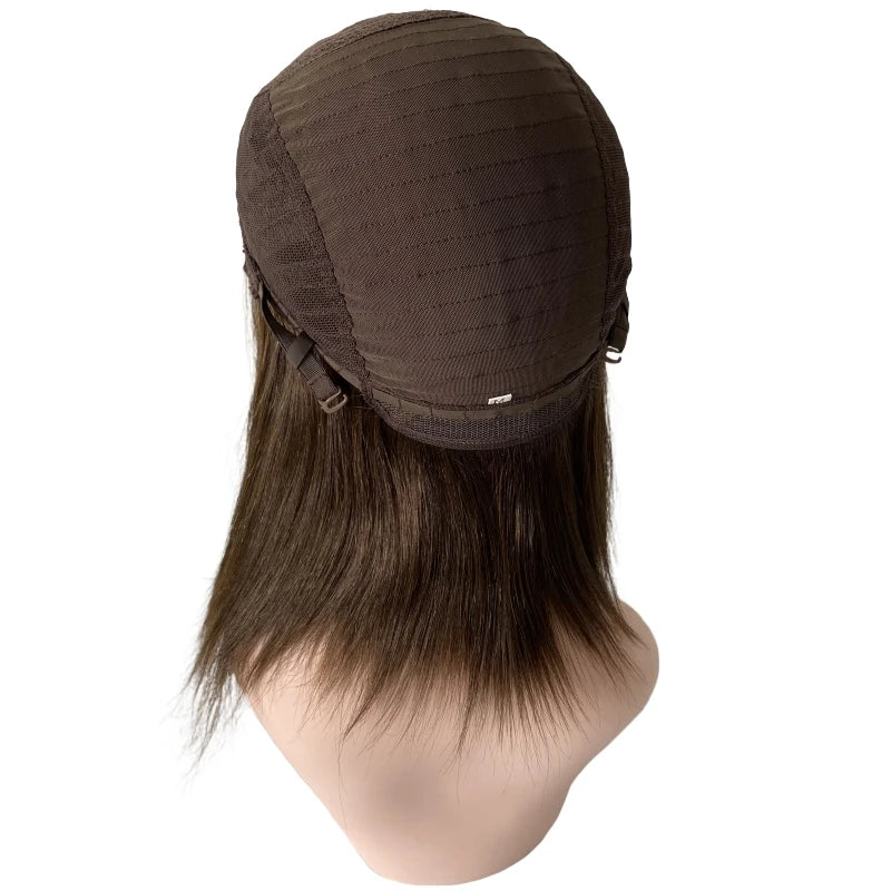 Brazilian Virgin Human Hair Brown Bob Wig 14 Inch 130% Density 4x4 Silk Top Wig for Women - hair color detail