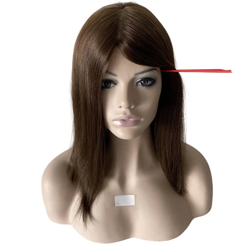 14-tommers Brun Brasiliansk Jomfruelig Menneskehår Bobparykk 130 % Tetthet 4x4 Silketopp Parykk