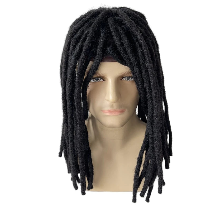 16 tuuman intialainen neitsythiuskorvaus musta 8x10 kokoinen täysi PU-toupee, dreadlockit miehille