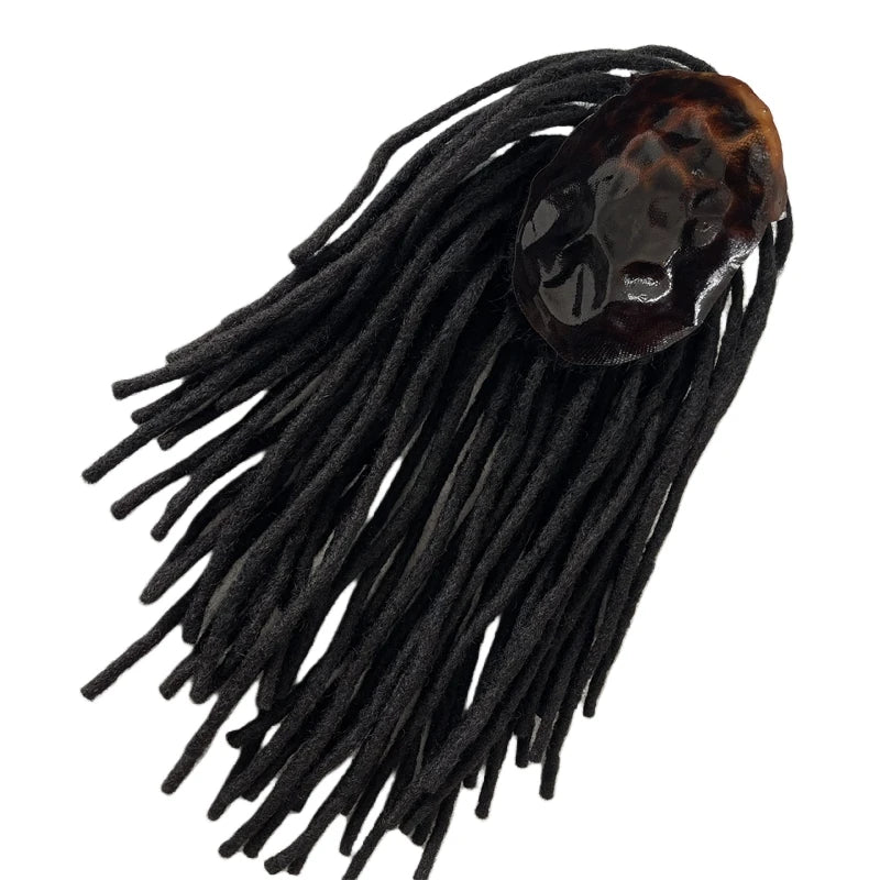 16 tuuman intialainen neitsythiuskorvaus musta 8x10 kokoinen täysi PU-toupee, dreadlockit miehille