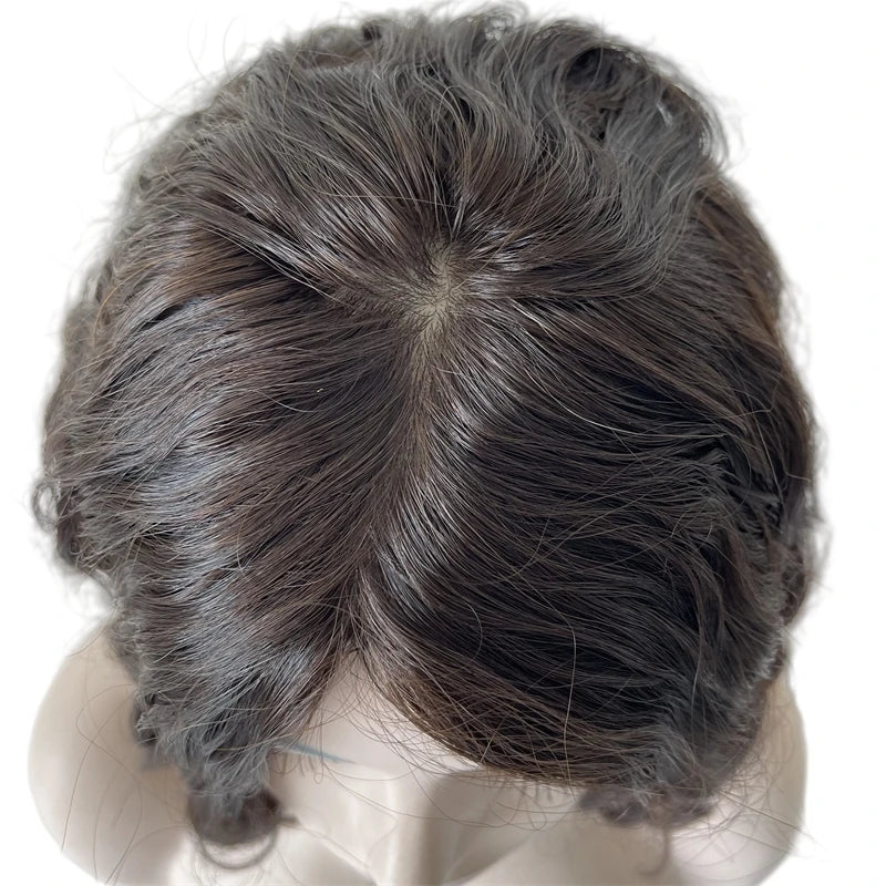 18" Sötétbarna, laza hullámú, kóser paróka – Mongol szűz emberi haj, selyem tetejű zsidó paróka