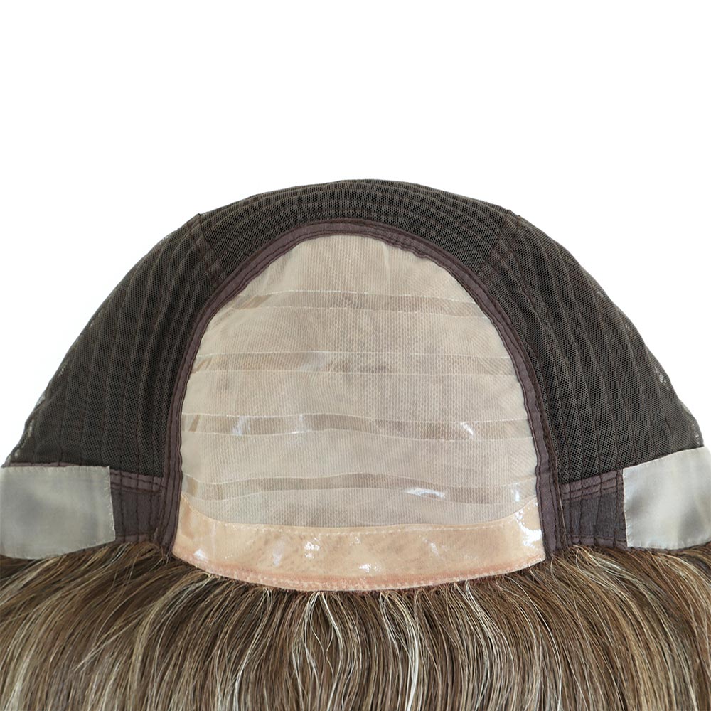 Silketop-paryk til kvinder med 1/8" foldet blonde og 1" polybelægning foran