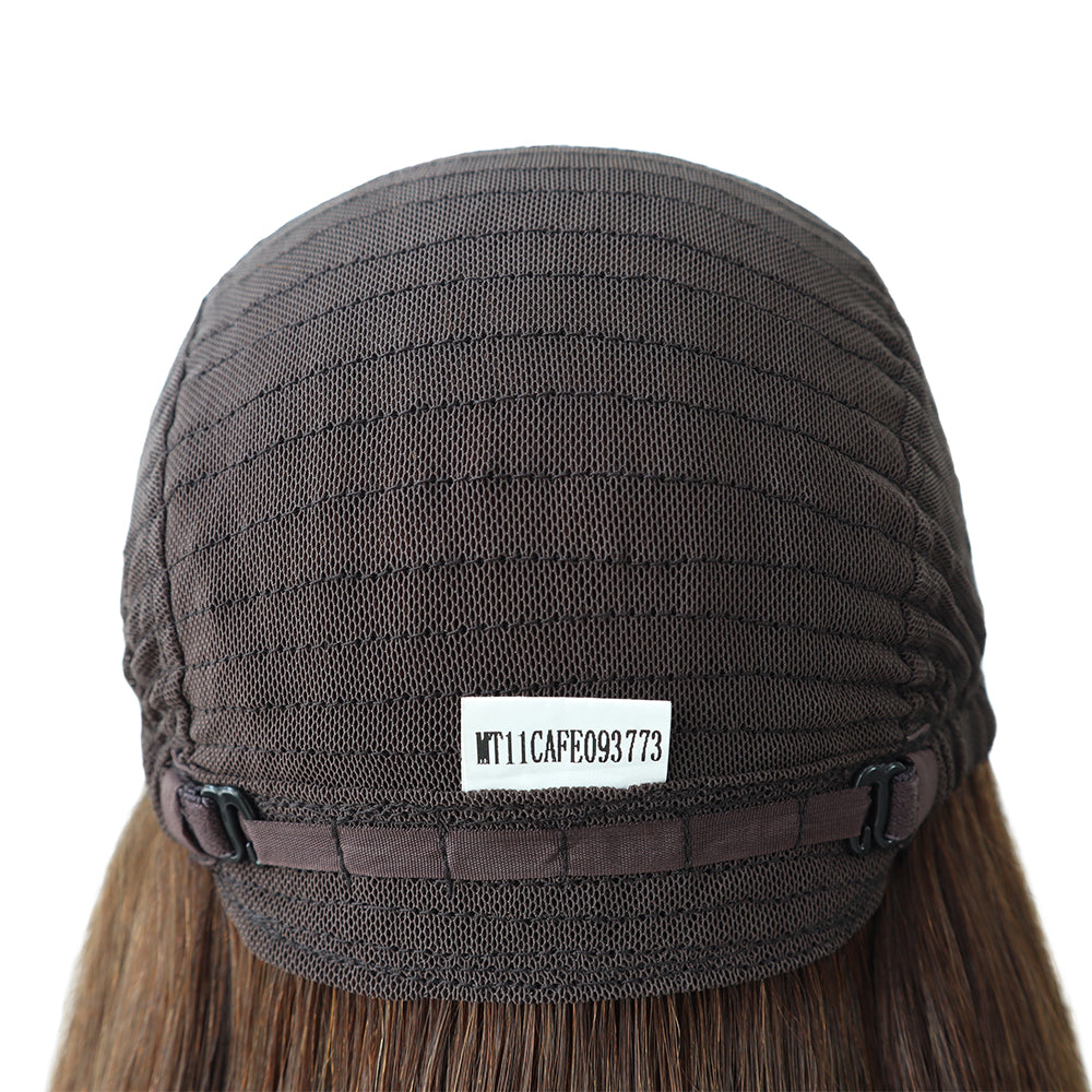 14,5" mono top med 1/2" blonde foran, menneskehår, jødisk paryk til kvinder