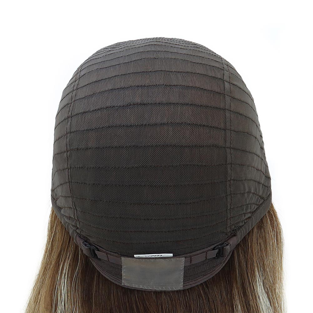 Silketop-paryk til kvinder med 1/8" foldet blonde og 1" polybelægning foran