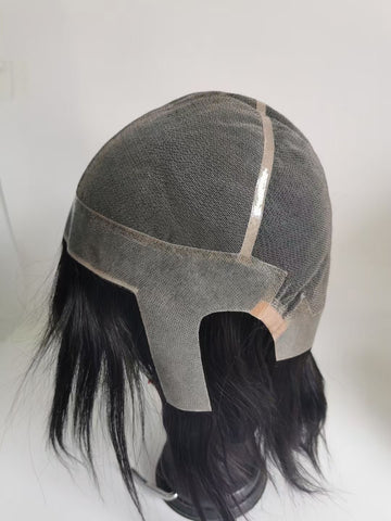 9" täysi iho-injektoitu PU miesten hiuslisäke, miesten tupeet