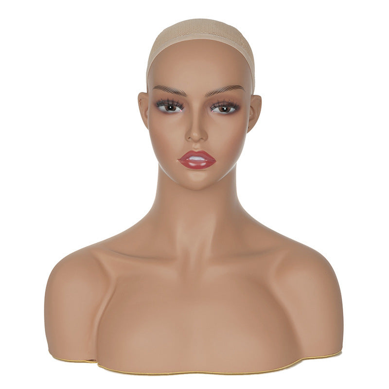 Female Half-Body Fake Head Model with Shoulder Wig Hat Jewelry Display