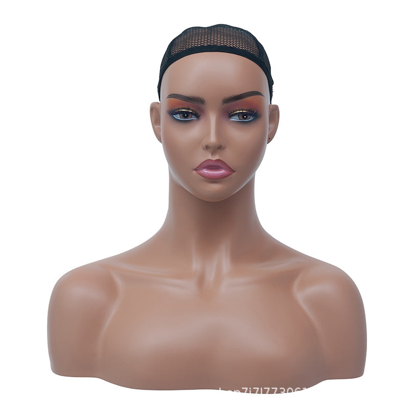 Wig Simulation Prop Double Shoulder Headdress Earrings Half Dummy Head