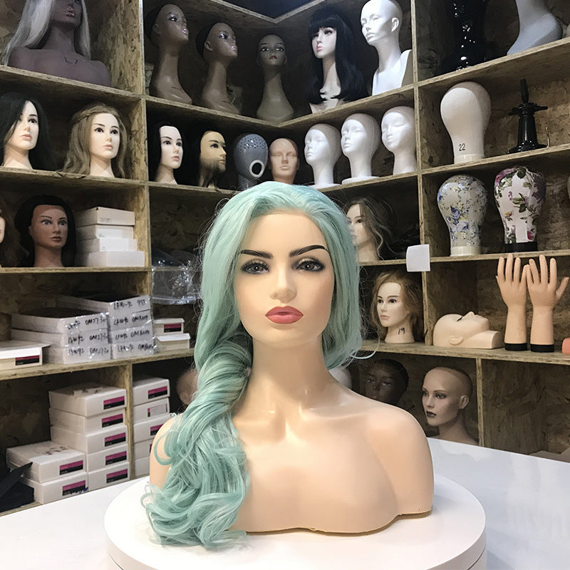 White Female Mannequin Head Display with Hat, Glasses, Earrings, and Double Shoulder Base