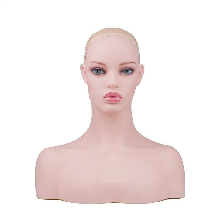 Female Double Shoulder Mannequin Head Earrings Hat Display Stand Mannequin