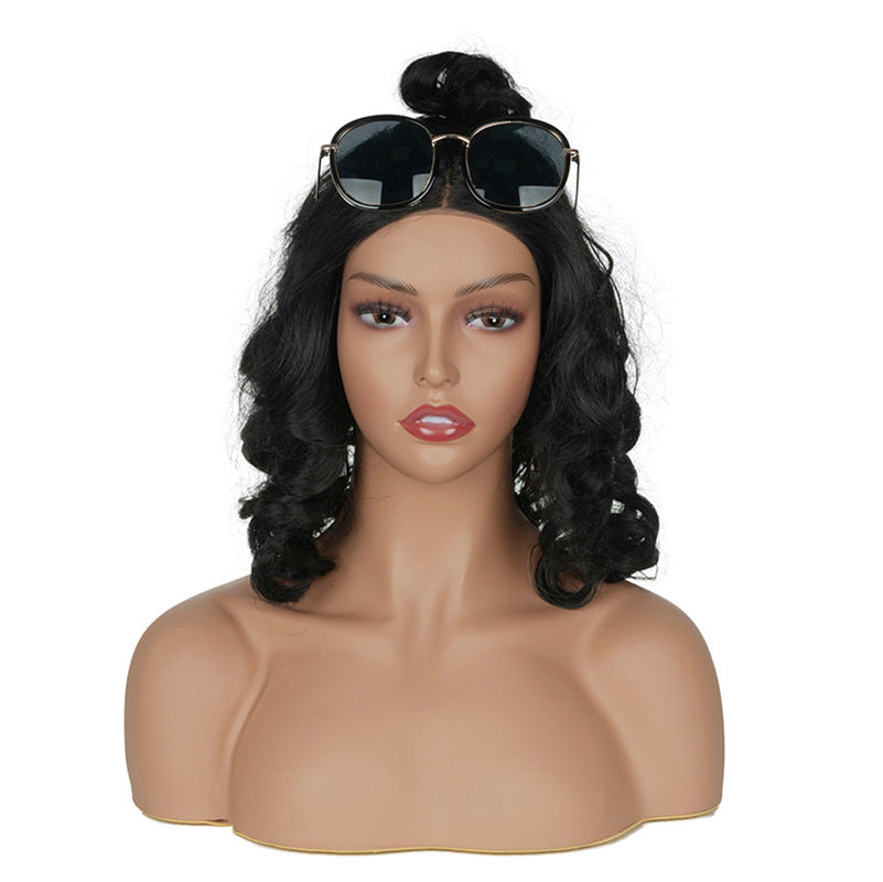 Wig Head Model Shoulder Display Stand with Scarf and Hat