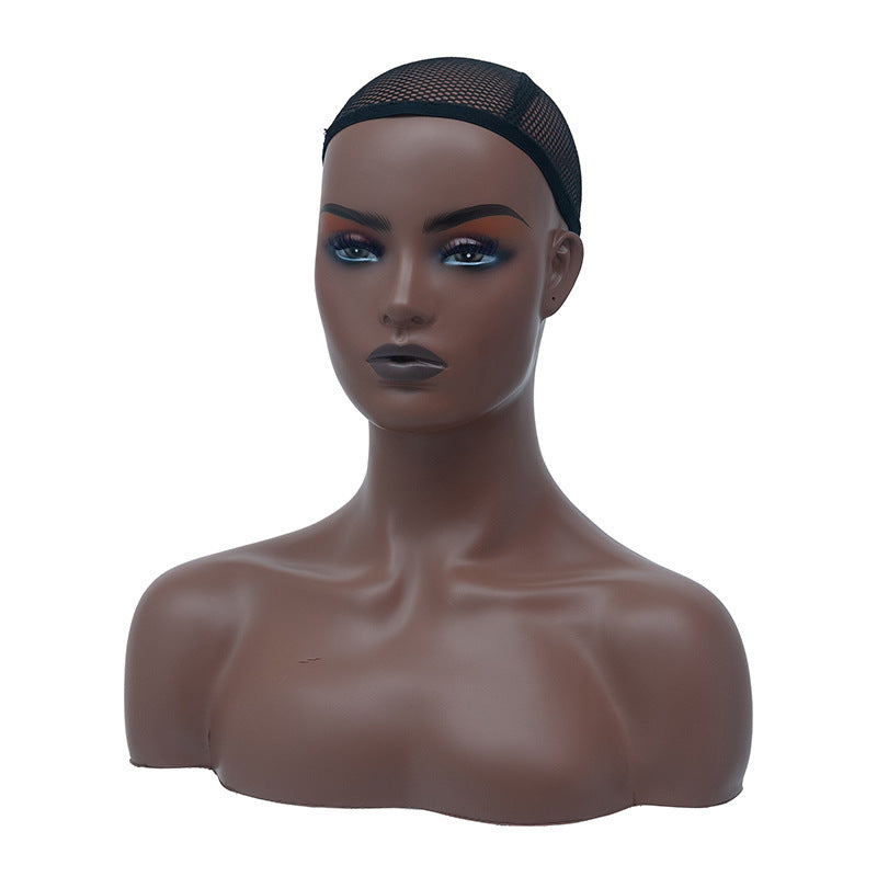 Black Skin Hat Earrings Display Half Body Mannequin