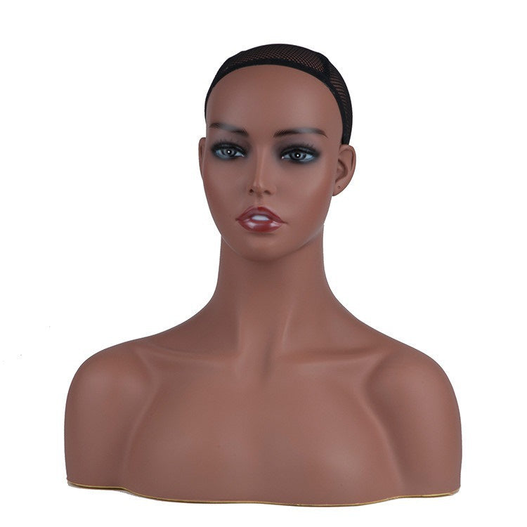 Black Double Shoulder Female Half Body Mannequin Head Mold