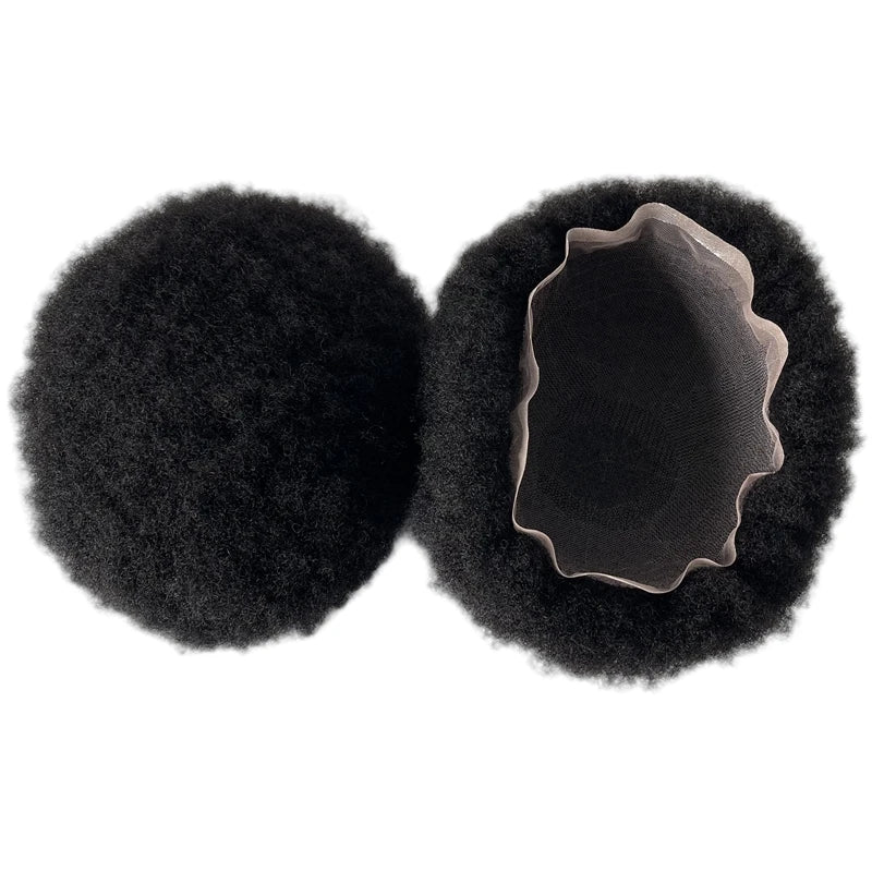 Toupee z koronką Afro 4mm, gęstość 130%, indyjskie dziewicze włosy ludzkie, pełna baza z koronki 8x10 dla mężczyzn, kolor głęboka czerń (Jet Black)