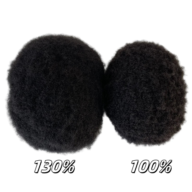 4mm afro Swiss lace toupee 100% tæthed indisk virgin menneskehår erstatning fuld blonder-enhed til sorte mænd 8x10 størrelse