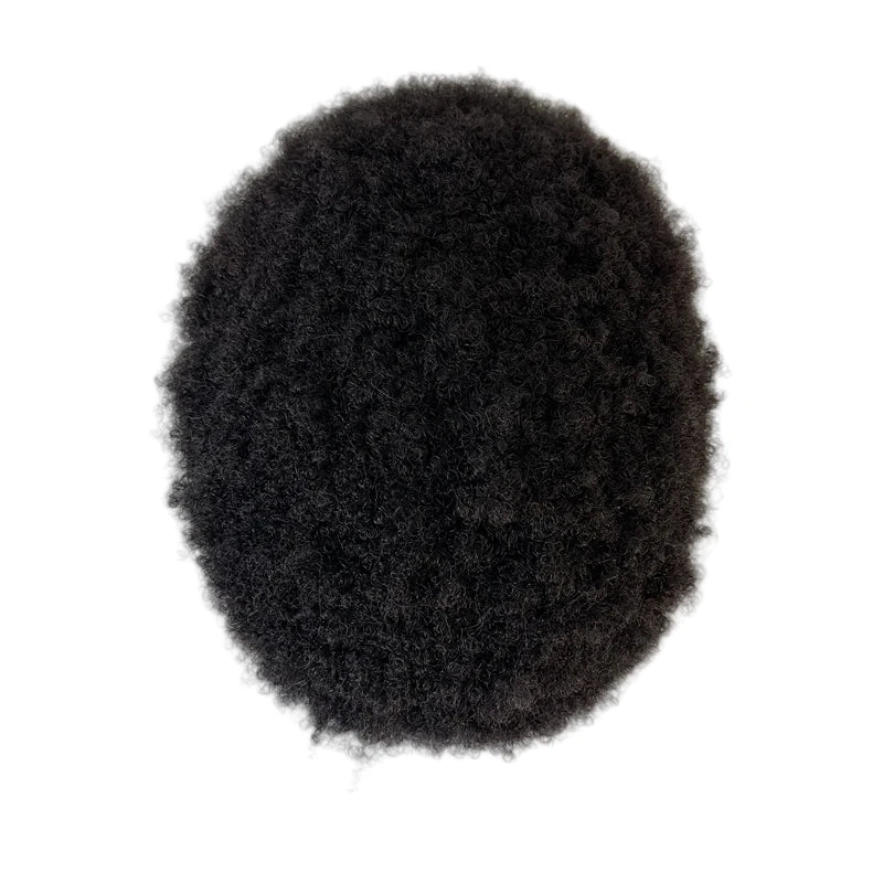 4mm afro Swiss lace toupee 100% tæthed indisk virgin menneskehår erstatning fuld blonder-enhed til sorte mænd 8x10 størrelse