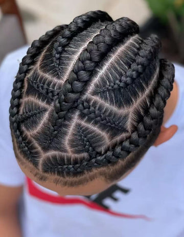 Tupé de trenzas africanas (cornrow) de cabello humano virgen brasileño Cross of God con encaje frontal – Color negro #1, base de poliuretano de 8x10 para hombres afrodescendientes