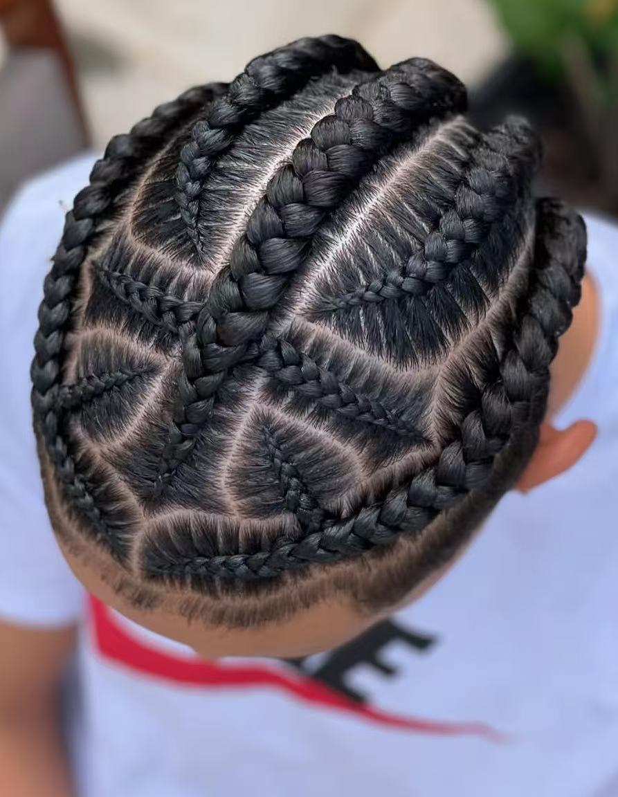 Cross of God Brazilian Virgin Human Hair Cornrow Braids Toupee with Front Lace – #1 Black Color, 8x10 Poly Skin Unit for Black Men