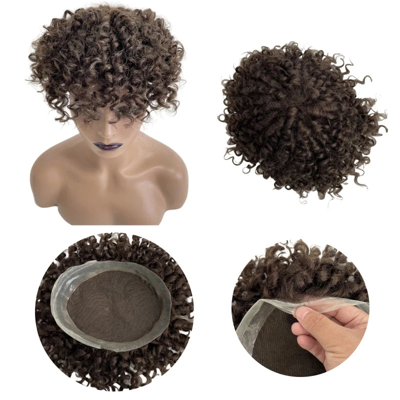 Bouncy Curl Australia Style Human Hair Replacement Toupee for Men