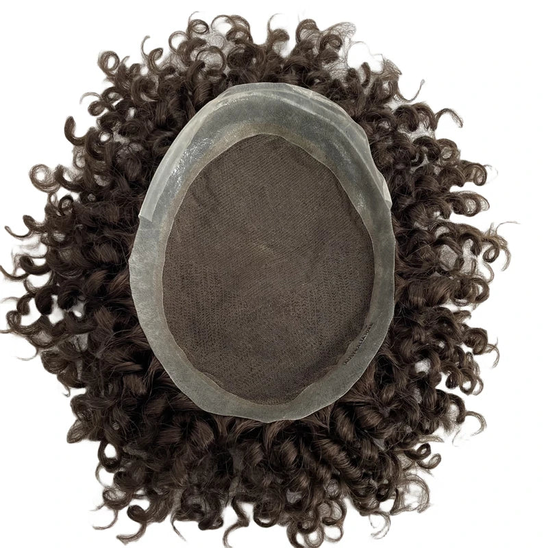 Tupet męski z ludzkich włosów, sprężyste loki w stylu australijskim