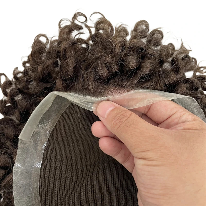 Tupet męski z ludzkich włosów, sprężyste loki w stylu australijskim